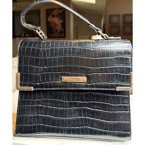 DUNE LONDON BLACK / GOLD TRIM PURSE / HANDBAG / CROSSBODY CROCODILE PRINT NWOT